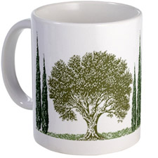 olive trees and cypress greece mug