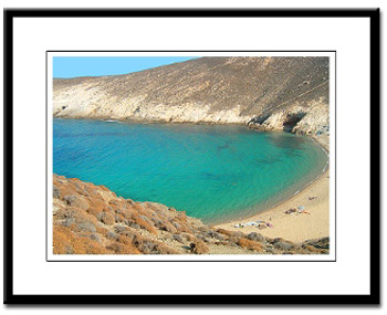 fokos beach mykonos framed print