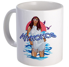 mykonos mug with sexy girl