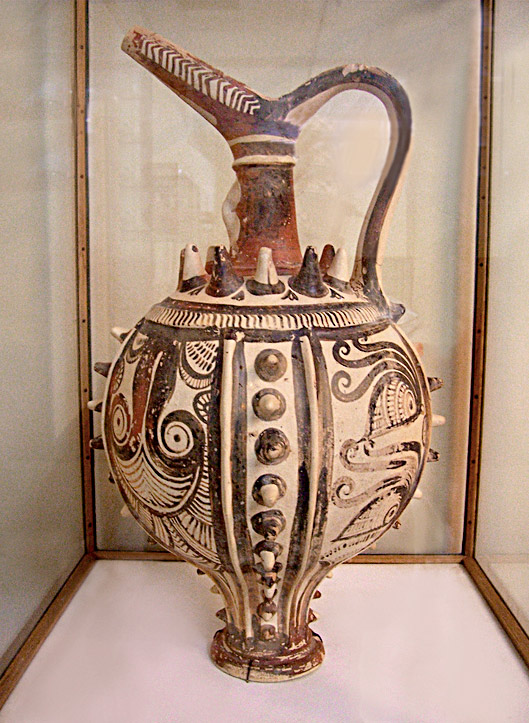 minoan ceramic vessel from archeological museum