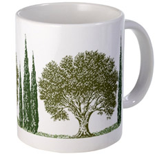 olive trees and cypress greece mug